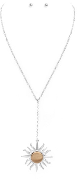 2 Tone Sunburst Y Necklace