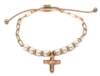 Pearl Cross Slider Bracelet