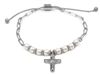 Pearl Cross Slider Bracelet
