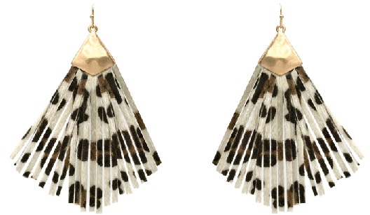 Faux Leopard Fringe Earring