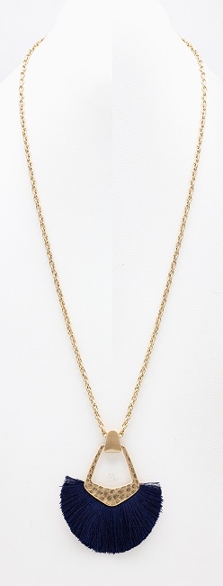 Hammered Hinge Tassel Necklace