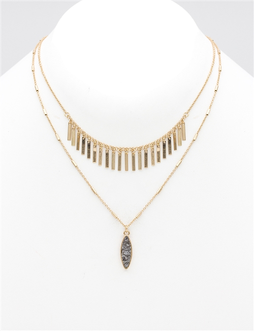 Layered Marquis Druzy Necklace