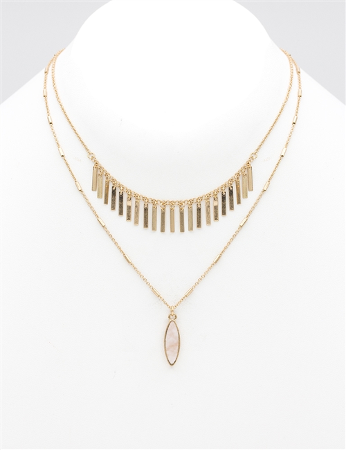 Layered Marquis Druzy Necklace