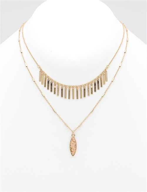 Layered Marquis Druzy Necklace