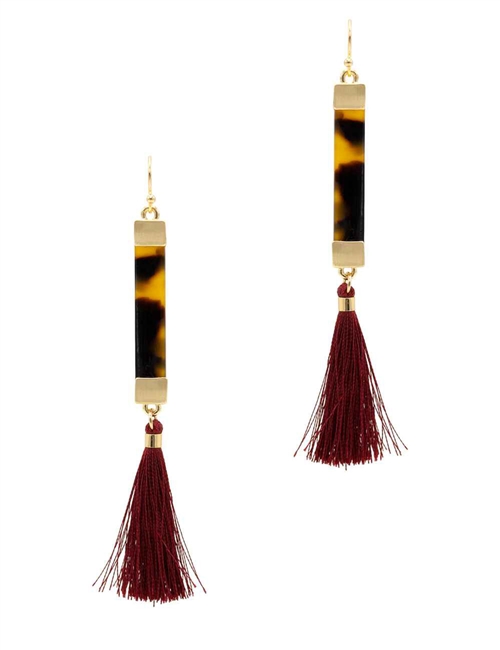 Acrylic Bar W/Tassel Earring