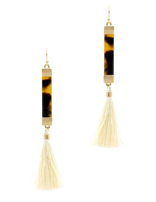 Acrylic Bar W/Tassel Earring