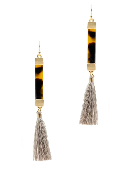 Acrylic Bar W/Tassel Earring