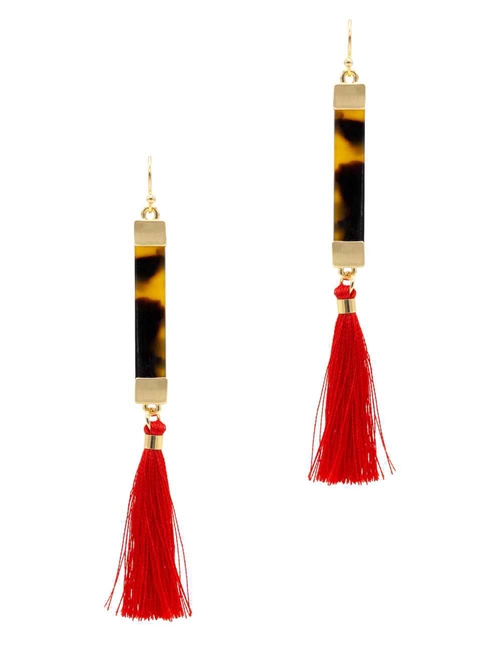 Acrylic Bar W/Tassel Earring