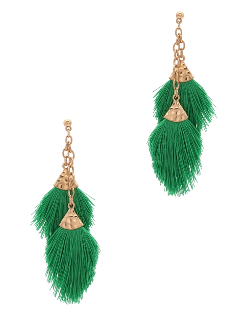 Mini Double Tassel Post Earrings