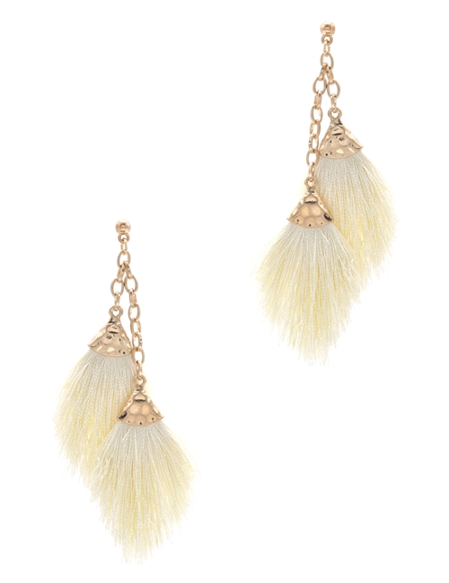 Mini Double Tassel Post Earrings