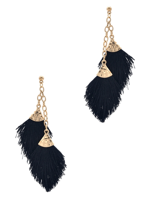 Mini Double Tassel Post Earrings