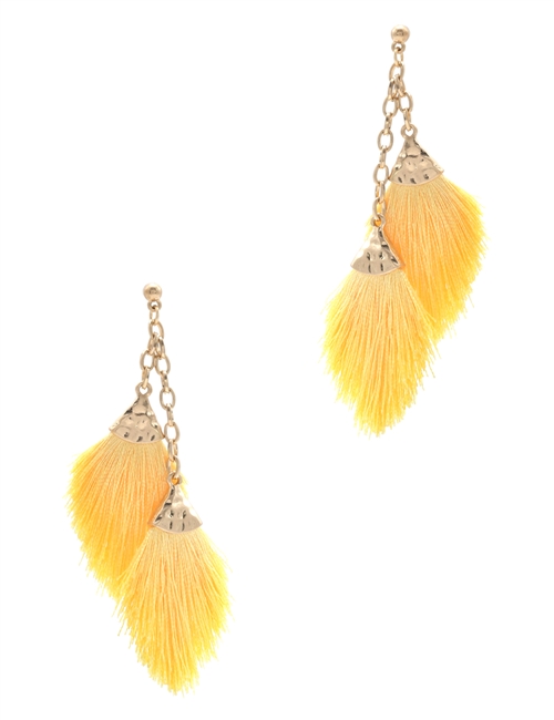 Mini Double Tassel Post Earrings