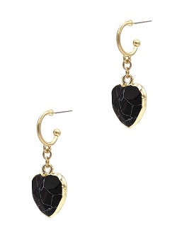 HEART SHAPED STONE HOOP EARRINGS