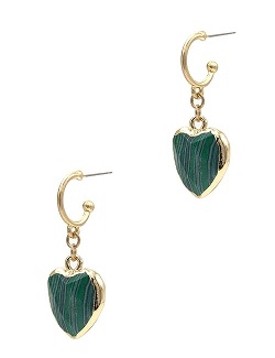 HEART SHAPED STONE HOOP EARRINGS