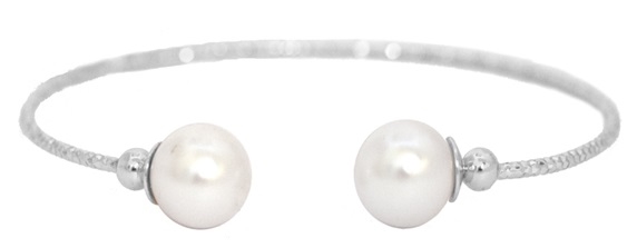 Pearl Open Bangle Bracelet