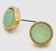 Simulated Druzy Round Shape Stud Earrings-Mint