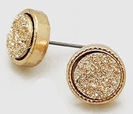 Simulated Druzy Round Shape Stud Earrings-Rose Gold