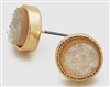 Simulated Druzy Round Shape Stud Earrings-Silver