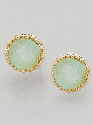 Simulated Druzy Irregular Shape Stud Earrings-Mint