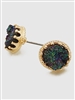 Simulated Druzy Irregular Shape Stud Earrings-Green Aurora