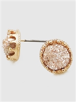 Simulated Druzy Irregular Shape Stud Earrings-Rose Gold