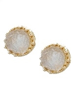 Simulated Druzy Irregular Shape Stud Earrings-Silver