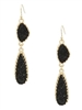 Simulated Druzy Teardrop Drop Earrings-Black
