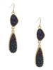 Simulated Druzy Teardrop Drop Earrings-Green Aurora