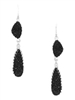 Simulated Druzy Teardrop Drop Earrings-Silver/Black