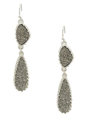 Simulated Druzy Teardrop Drop Earrings-SL\Hemitite