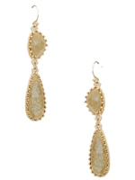 Simulated Druzy Teardrop Drop Earrings-Silver