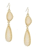 Simulated Druzy Teardrop Drop Earrings-White Aurora