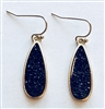 Druzy Teardrop Drop Earrings-Black