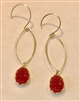 Open Oval Druzy Earring- Red