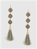 Simulated Druzy Thread Tassels Drop Earrings-Hemitite