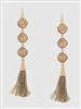 Simulated Druzy Thread Tassels Drop Earrings-Rose Gold