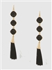 Simulated Druzy Thread Tassels Drop Earrings-Black