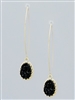 Oval Shape Simulated Druzy Wire Hook Earrings-Black