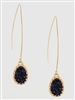 Oval Shape Simulated Druzy Wire Hook Earrings-Blue Aurora