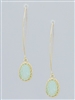 Oval Shape Simulated Druzy Wire Hook Earrings-Mint