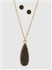 Simulated Druzy Long Teardrop Pendant Necklaces Set