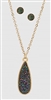 Simulated Druzy Long Teardrop Pendant Necklaces Set