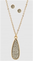 Simulated Druzy Long Teardrop Pendant Necklaces Set