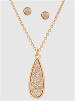 Simulated Druzy Long Teardrop Pendant Necklaces Set