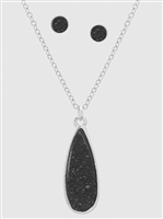 Simulated Druzy Long Teardrop Pendant Necklaces Set