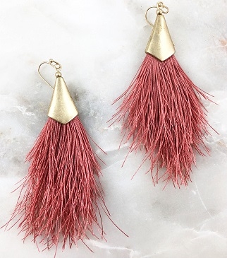 Metal Tapered Fringe Earring- Blush