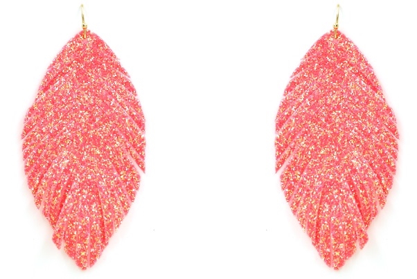 Glitter Leaf Earring