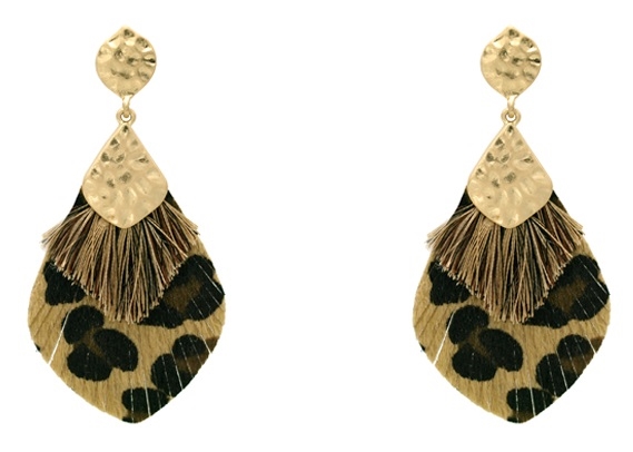 Leopard Earrings W/ Tassel