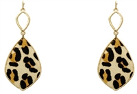 Leather Animal Print Drop Earrings