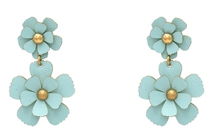 Leather Flower 2 Drop Earring